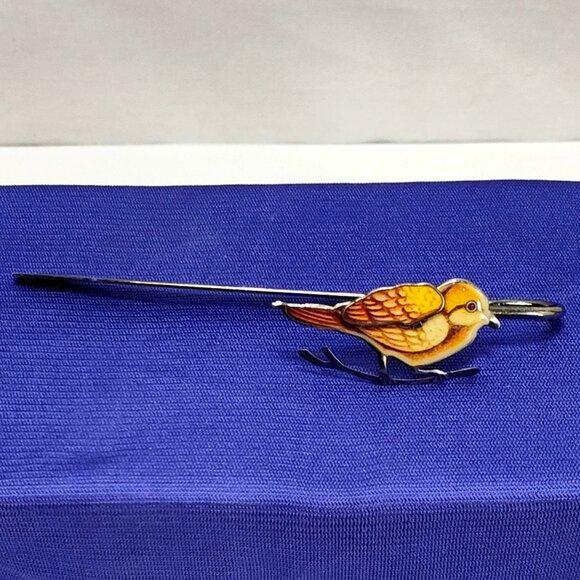 Bird-Themed Bookmark & Brooch Enamel Accents Sparrow Perfect Gift Vintage RARE!! - Picture 4 of 9